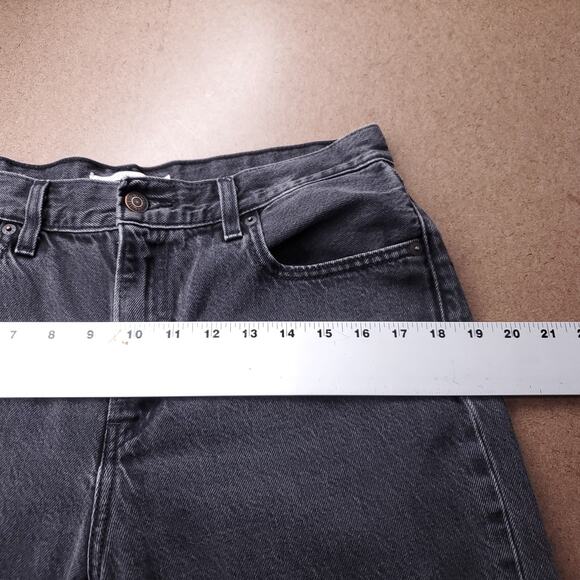 Levis Premium Loose Straight Jeans Women 28 Black Cropped Frayed Hem Retro Boho - Picture 5 of 13